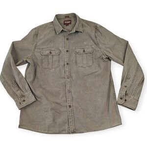 Alesbury Military Shirt Jacket Green Garment Dyed Twill Workshirt Olive Mens XL